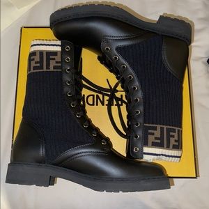 Fendi Rockoko Combat Boots Sz EU 40